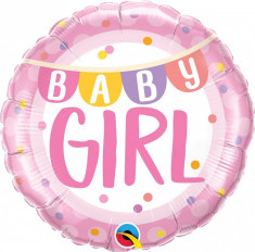 Balon Folie 45 cm Baby Girl Banner &amp;amp; Dots, Qualatex 85851 foto