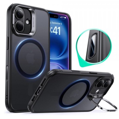 Husa MagSafe pentru Apple iPhone 16, ESR, Classic Hybrid Kickstand Slide, Neagra Satinata foto