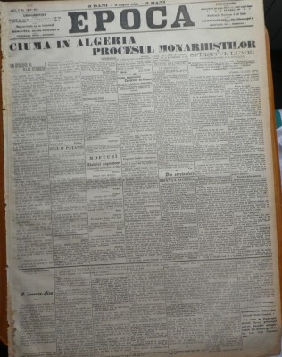 Ziarul Epoca, 1 Noiembrie 1899 ; Ciuma in Algeria, Procesul Monarhistilor foto
