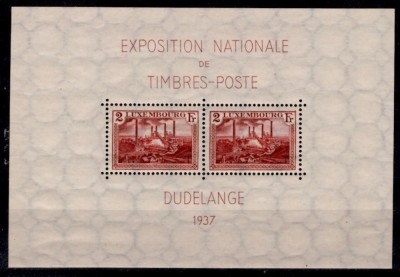 Luxemburg 1937 - Expo filatelic, colita neuzata foto