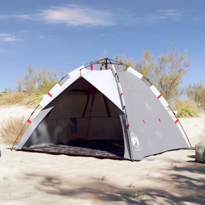 vidaXL Cort camping 3 persoane gri impermeabil setare rapidă foto