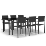 Cumpara ieftin Set mobilier de gradina, 7 piese, negru