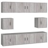 Set dulap TV, 8 piese, gri sonoma, lemn prelucrat