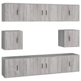 Set dulap TV, 8 piese, gri sonoma, lemn prelucrat