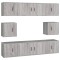 Set dulap TV, 8 piese, gri sonoma, lemn prelucrat