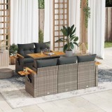 vidaXL Set mobilier grădină cu perne 6 piese gri poliratan/lemn acacia 3327553