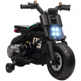 HOMCOM Motocicletă Electrică pentru Copii 3-5 Ani cu Roți de Antrenament, Baterie Re&icirc;ncărcabilă, Design Sportiv, Negru | Aosom Romania