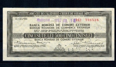 Romania 1983 - 500 lei, cec de călătorie foto