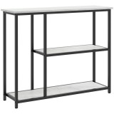 HOMCOM Consola in design industrial, 2 rafturi, aspect de marmura, Negru + Alb | Aosom Romania