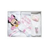 Cumpara ieftin Trusou Botez 6 piese cu text imprimat "Minnie Mouse" ALB - ROZ - TB104