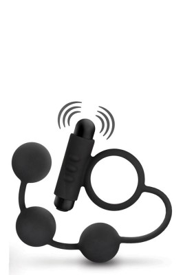 Bile Anale Cu Inel Penis Cu Vibratii Anal Adventures, Negru foto