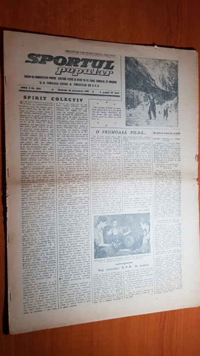 sportul popular 20 noiembrie 1954-recorduri la natatie,cupa la tir,ciclocros