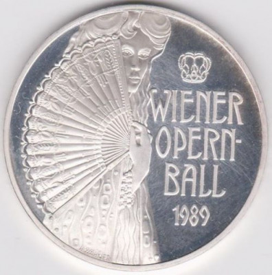 Jeton argint Casino AUSTRIA - 100 sch.1989 - Wiener Opernball - UNC foto