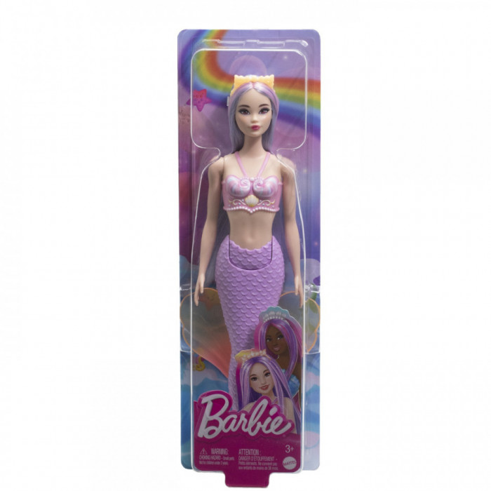 BARBIE DREAMTOPIA PAPUSA SIRENA CU PAR MOV SI COADA MOV