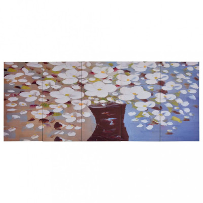 Set tablouri din p&amp;acirc;nză, vas cu flori, multicolor, 150 x 60 cm foto