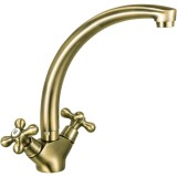 Baterie bucatarie Ferro Antica BAI4BR, dubla comanda, cartus ceramic, aerator, pipa mobila, Bronz