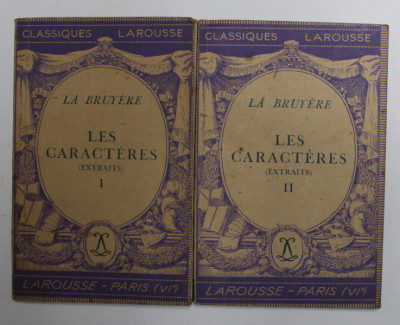 LA BRUYERE - LES CARACTERES ( EXTRAITS ) , VOLUMELE I - II , 1937 foto