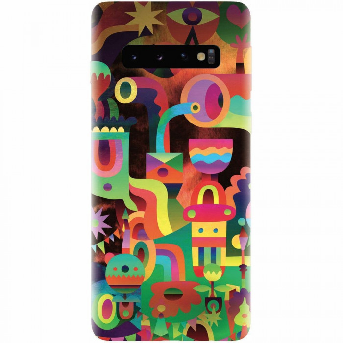 Husa silicon pentru Samsung Galaxy S10, Abstract Colorful Shapes