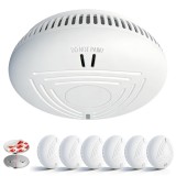 Detector de fum Daytech, set 6 bucati, baterie 10 ani, montaj magnetic, certificat TUV, 85dB, EN 14604