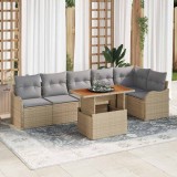 Cumpara ieftin Set de canapele pentru grădină Manual 7 pcs bej și gri deschis