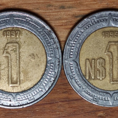 Mexic - set bimetal de colectie - 1 peso 1997 + 1 nuevo peso 1995 - frumoase !