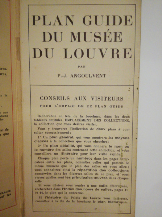 1927, Plan-guide du musee du Louvre, Musees nationaux, Palais du Louvre, 44 pag