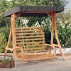 Bancă Balansoar Gradină vidaXL, Lemn Molid Finisaj Tec, Baldachin Antracit, 175x101x161.5 cm, Maro