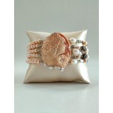 Cumpara ieftin Brățară Perle Roz, Cuarț Fumuriu și Camee Noble - Argint 925 placat rodiu, ajustabilă 18-24cm, Made in Italy