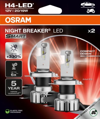 Set becuri LED H4 6000K Omologate RAR Night Breaker LED Smart +330% BLISTER foto