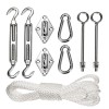 Set Montaj Umbrar Gradina INOX GreenBlue GB508, 9 Piese, Carlige, Surubochi, Carabine, Franghie, Otel Inoxidabil AISI 316