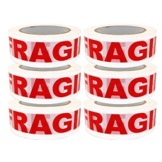 Set 6 Role Banda Adeziva tip scotch, FRAGILE, 48 mm x 100 m