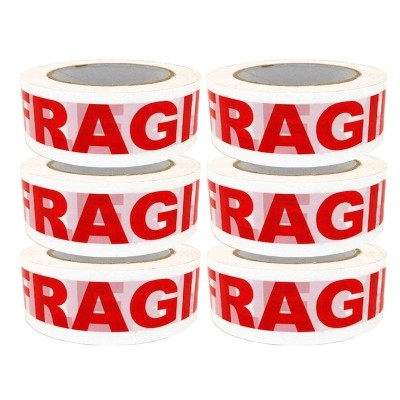 Set 6 Role Banda Adeziva tip scotch, FRAGILE, 48 mm x 100 m foto