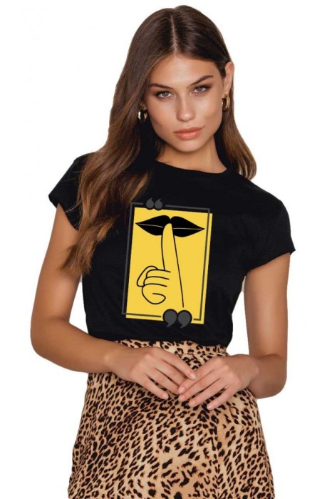 Tricou dama negru - Don`t Speak - S