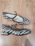 Pantofi dama noi model deosebit piele naturala si textil auriu marime 37