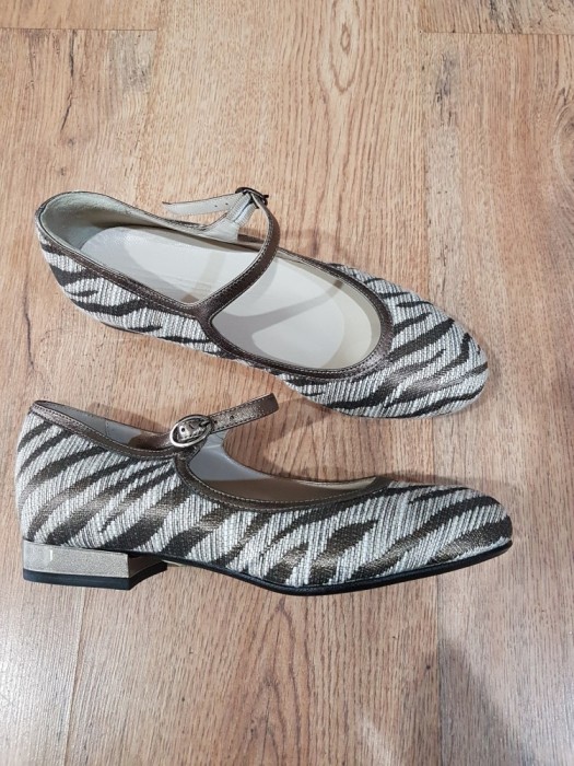Pantofi dama noi model deosebit piele naturala si textil auriu marime 37