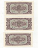 Bancnote Romania - 3 lei 1952 - serie albastra - serii consecutive