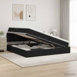 Cumpara ieftin Pat cu LED si saltea Negru 200 x 200 cm Tesatura