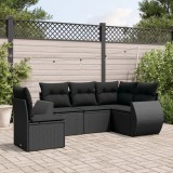 Cumpara ieftin Gossi set mobilier de gradina cu perne, 5 piese, negru, poliratan