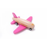 AVION DIN LEMN NATURAL - ROZ, cu Mecanism de Miscare