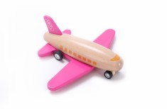 AVION DIN LEMN NATURAL - ROZ, cu Mecanism de Miscare foto