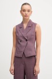 United Colors of Benetton vestă culoarea violet, cu două r&acirc;nduri de nasturi, 2X8MDJ00O