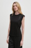 Sisley top din bumbac culoarea negru, 351SL106J