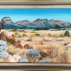 Victoria RUSSEL (n. 1962)-Peisaj la marginea deşertului, pictură artistă celebră