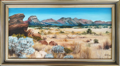 Victoria RUSSEL (n. 1962)-Peisaj la marginea deşertului, pictură artistă celebră foto