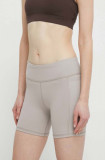 Reebok pantaloni scurți de antrenament LUX COLLECTION culoarea gri, neted, high waist