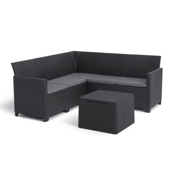 Set de colț de grădină Claire cu 5 locuri și masă cu perne, grafit
