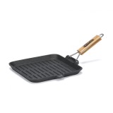 Tigaie grill fonta, maner lemn, 23x2cm, Vanora