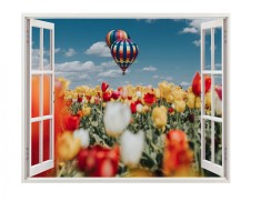 Autocolant decorativ, Fereastra, Arbori si flori, Multicolor, 83 cm, 429ST foto