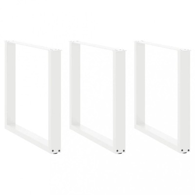 vidaXL Picioare de masă &amp;icirc;n formă de U, 3 buc., alb, 80x(72-73) cm, oțel foto