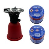 Set Arzator Portabil cu Gaz si Aprindere Quartz, 2 Butelii Gaz 190g